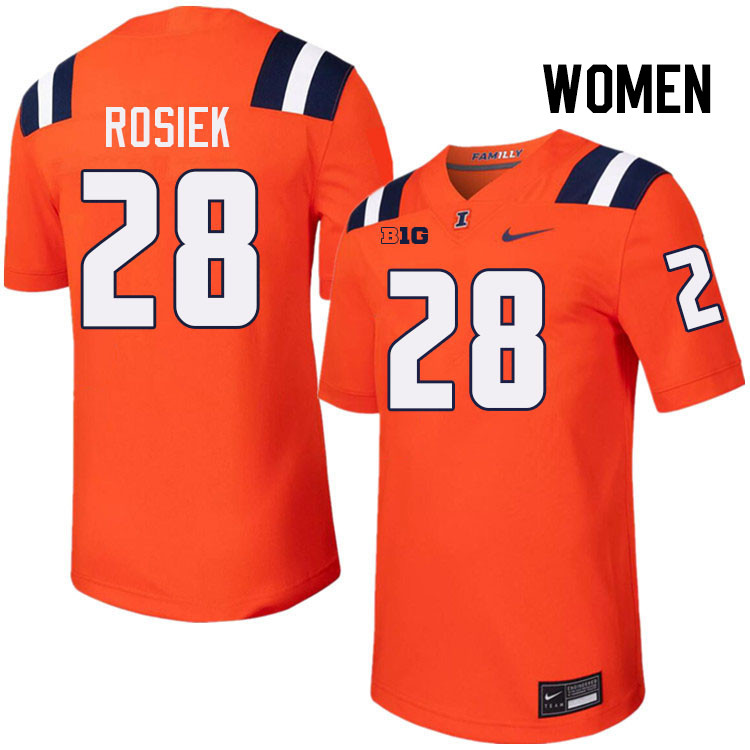 Women #28 Dylan Rosiek Illinois Fighting Illini College Football Jerseys Stitched-Orange